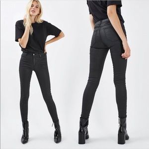 Topshop Moto Joni coated satin leather jeans pants